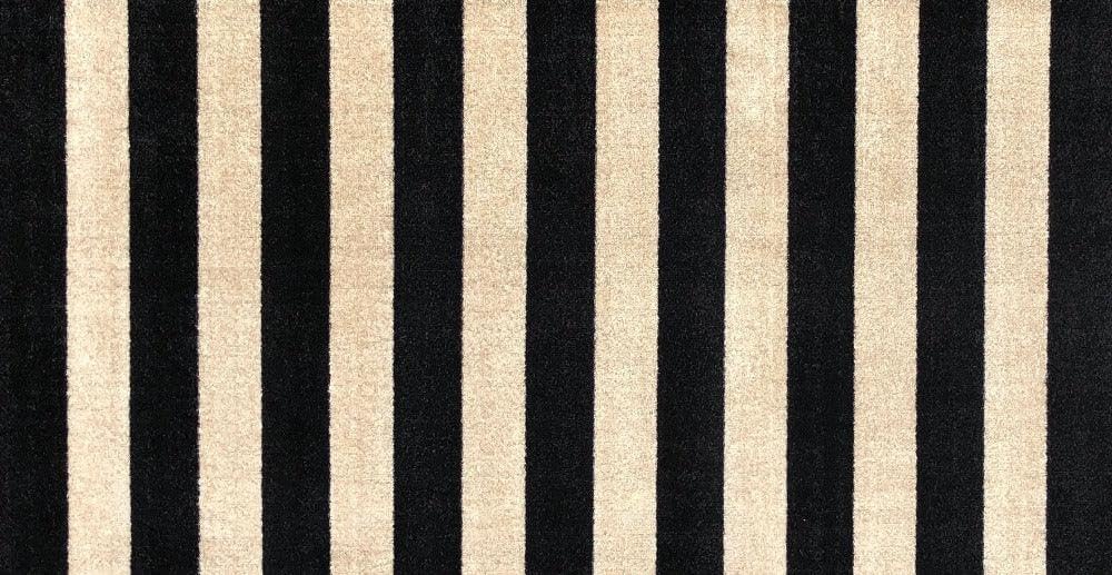Wash+Dry Farmhouse Striped One-Piece Washable Rug with Rubber Backing, Large Mat for Entryway, Kitchen, Bathroom, Non-Slip Indoor Doormat, Washable Entryway Rug, Black and Cream Stripes, 27.5” x 47”
