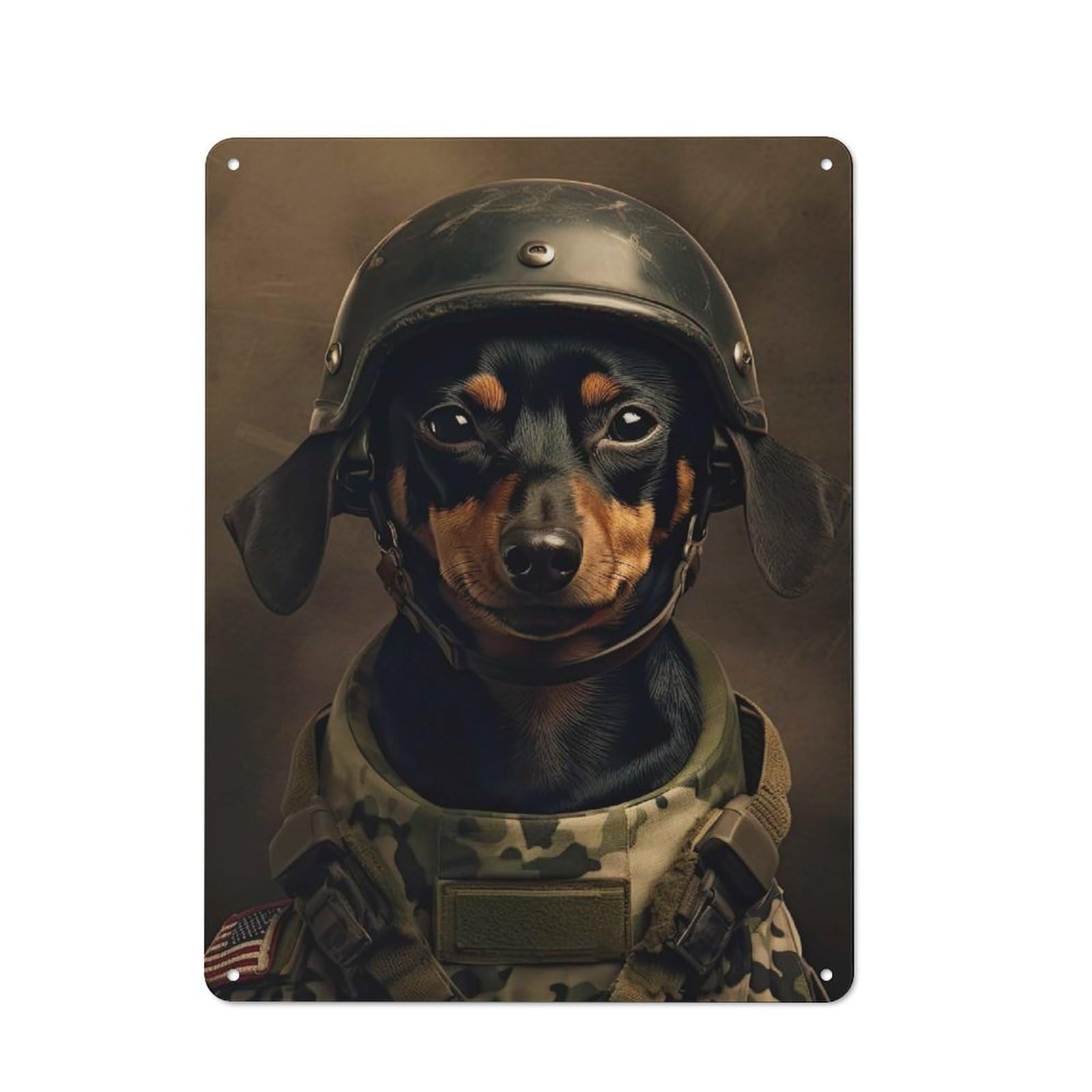 Junmoney Style 40X30cm Retro Tin Sign With Miniature Pinscher Soldier For Home Office Or Studio, For Home Interiors, Feature Walls And Decorative Displays