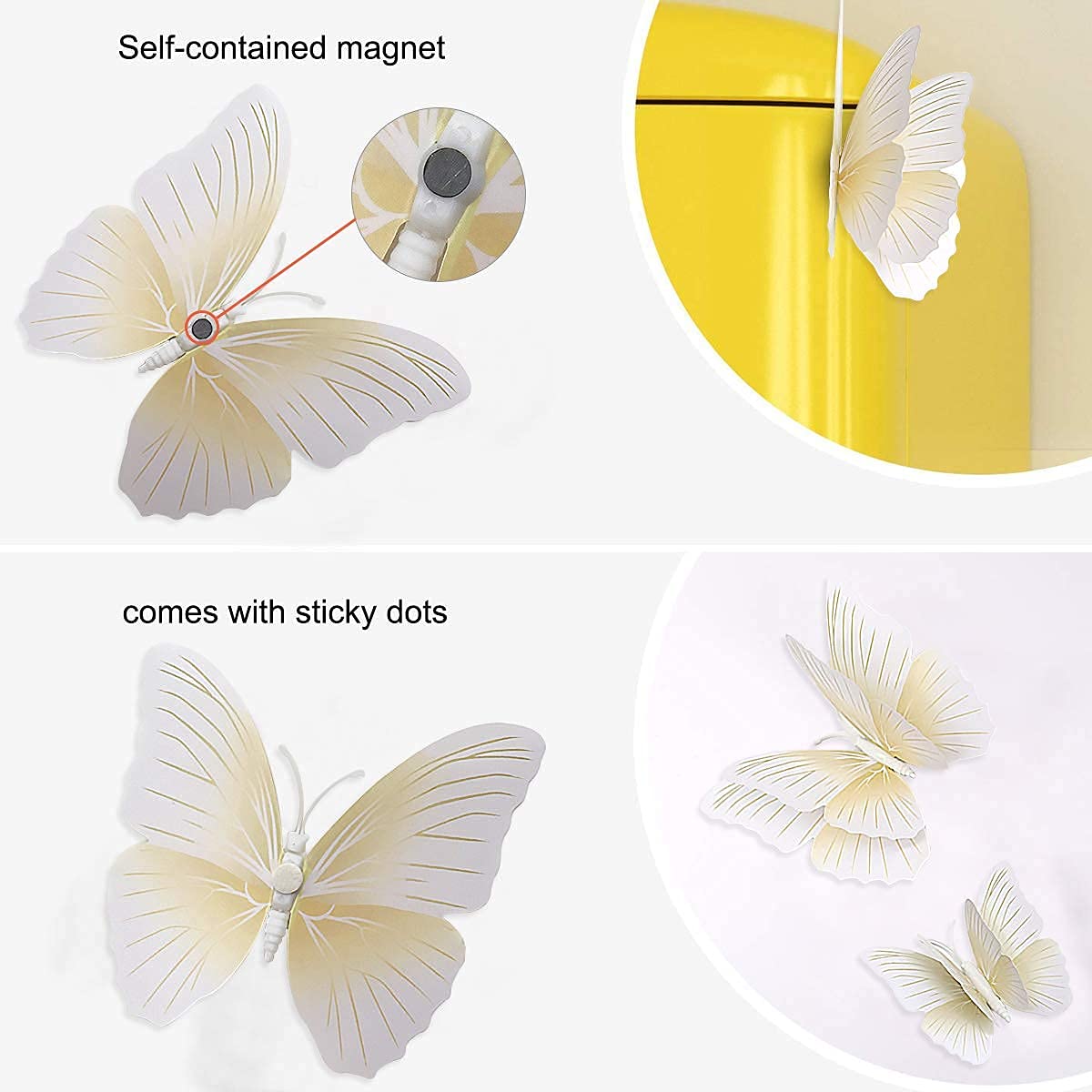 Adesivi Murali Farfalle 3D - Set 12 Pezzi Con Colla, Decorazione Per Casa E Giardino (Rosa) - Foto 6