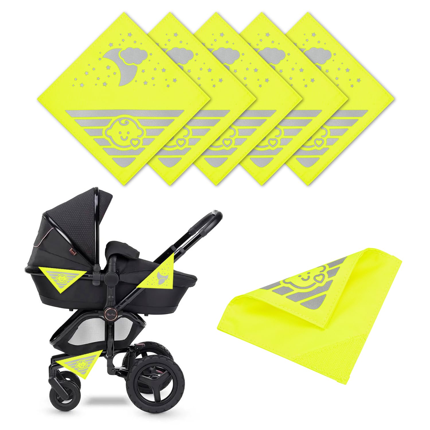 6 Stck Kinderwagen Reflektoren, Universal Reflektoren fr Kinderwagen mit  Klettverschluss fr Kinderwagen, Fahrrder, Anhnger Usw., mit Niedlichen  Baby und Wolken, Mond und SternmotivenNeon Gelb : Amazon.de: Sport &  Freizeit