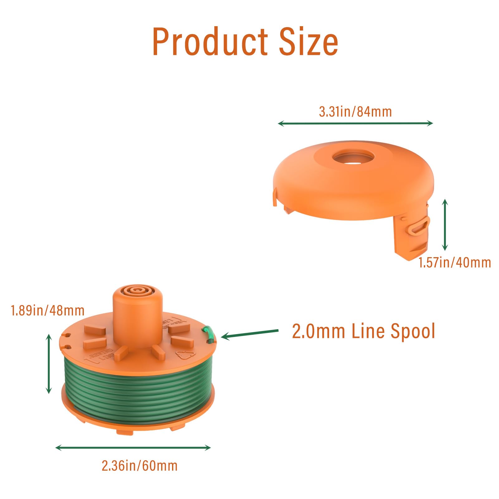 Chuancheng Confezione da 10 bobine di filo per mangiatore di erbacce, accessori per decespugliatore Gardena Turbo smallCut (articolo n. 2402 e 2404), parti di ricambio 8 bobine, 2 tappi per bobina