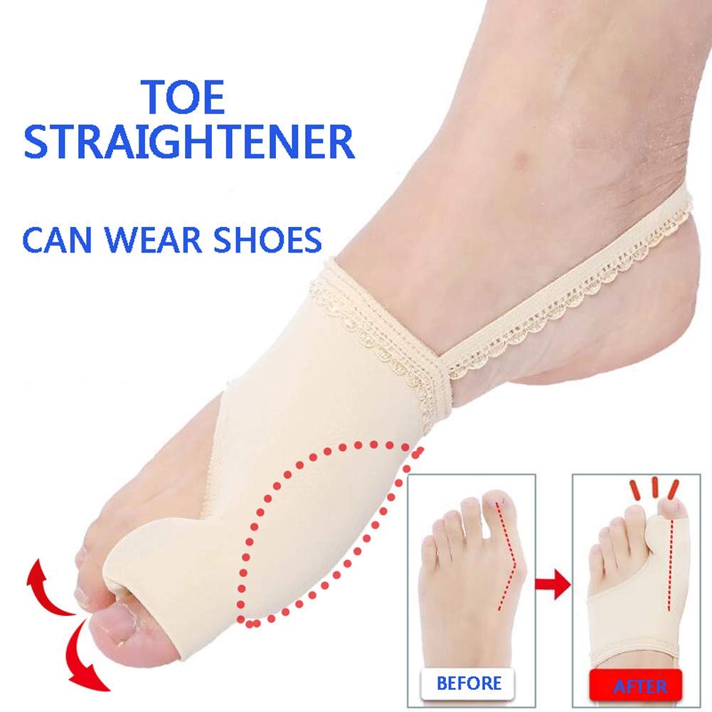 Separator palców i prostownica, hallux Valgus Aid Splint, Gel Bunion Stretchers Spacer Corrector, redukuje ból palców młotkowych, 1 para beżowych