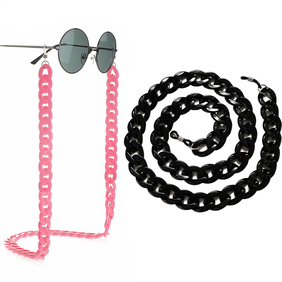 EODKSE EODKSE Juego de 2 Cadenas Ajustables para Gafas y mascarillas, Hechas de acrílico, Ideales para retener Tus Gafas de Sol o de Lectura, Un Accesorio práctico y Fashion para Mujeres, Hombres y niños,