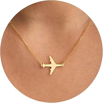 14K Gold Plated Dainty Pendant Butterfly Bead Boot Bee Baseball Flower Compass Airplane Heart Hummingbird Tree Necklace Simple Jewelry Gift for Women