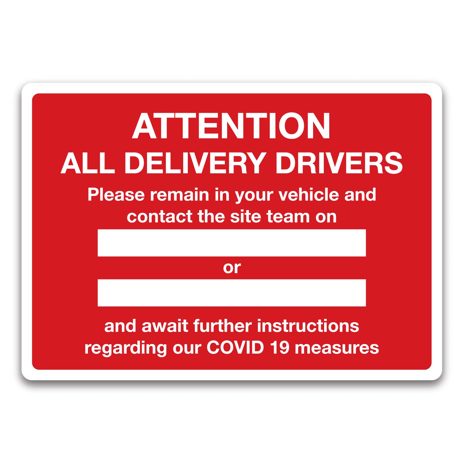 Attention all delivery drivers sign, Health & Hygiene Safety Metal Tin Sign 8 x 12 inch for Industrial & Commercial