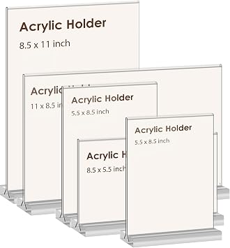 newnewshow Acrylic Sign Holder 5.5x8.5 Inch 3 Pack Vertical T Shape Double-Sided Desktop Display Holder. (Optional 8.5x11 8.5x5.5 5x7 Horizontal and Vertical)
