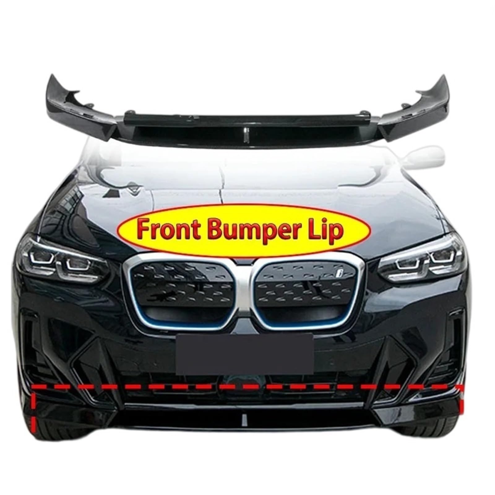 Przedni zderzak samochodowy wargi kompatybilny z BMW X3 G01 X4 G02 IX3 G08 M Pack Facelift 2022-2024 Spoiler Splitter dyfuzor ostrze Body Kit Tuning(Glossy black)