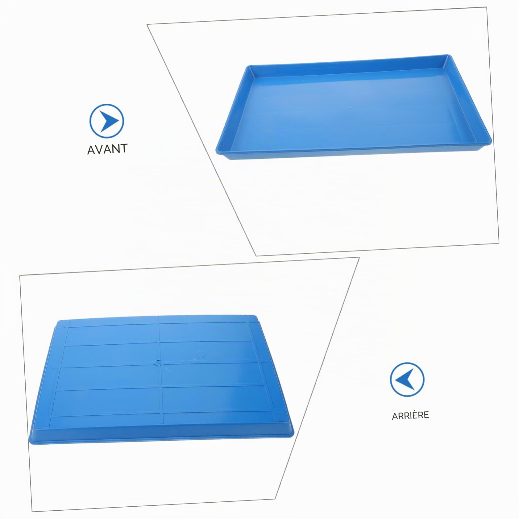 Yardwe Plateau Bac à Litière Antidébordement pour Cage de Chien en Plastique Bleu Facile à Nettoyer, pour Cage ou Caisse d'animaux