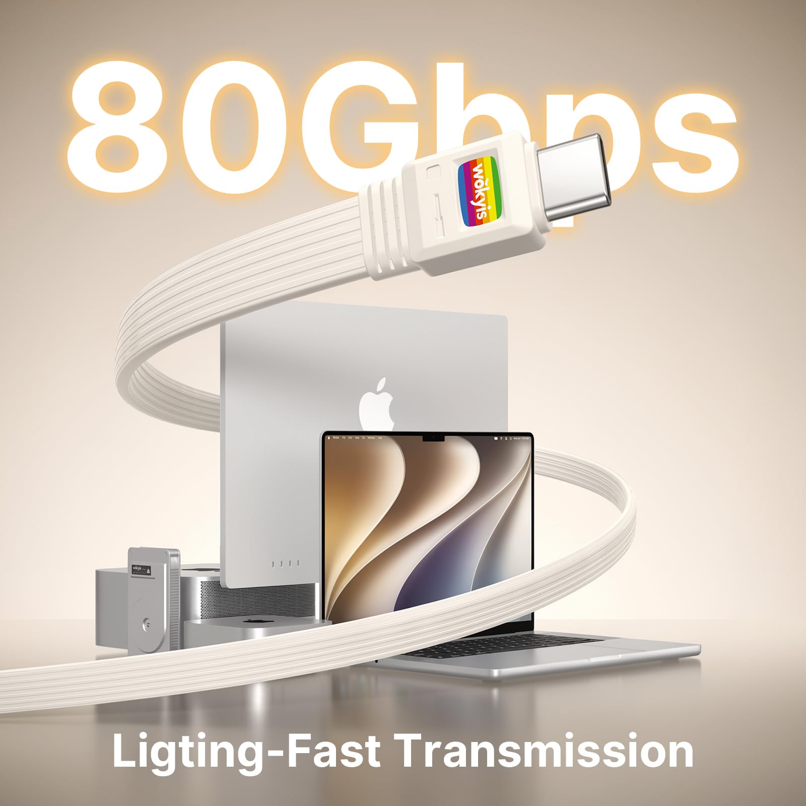 Cavo piatto USB 4 da 80 Gbps, 1 m, ricarica 240 W, video 8K a 60 Hz, compatibile con Thunderbolt 5/4/3