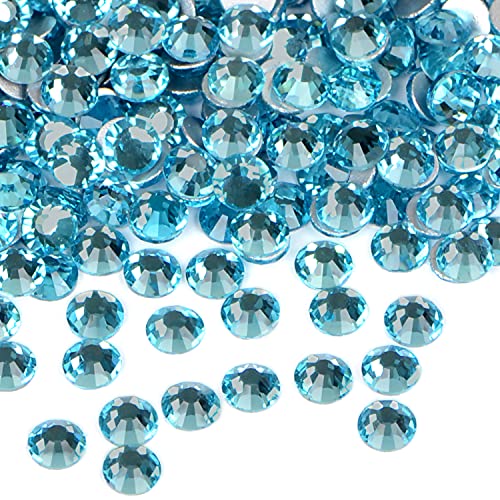 Image of 2880 Pieces Nail Art Rhinestones Non Hotfix Glue Round Flat Glass Crystals for DIY Jewelry Making with a Selection Pen (Ss5 2880pcs, Aquamarine)