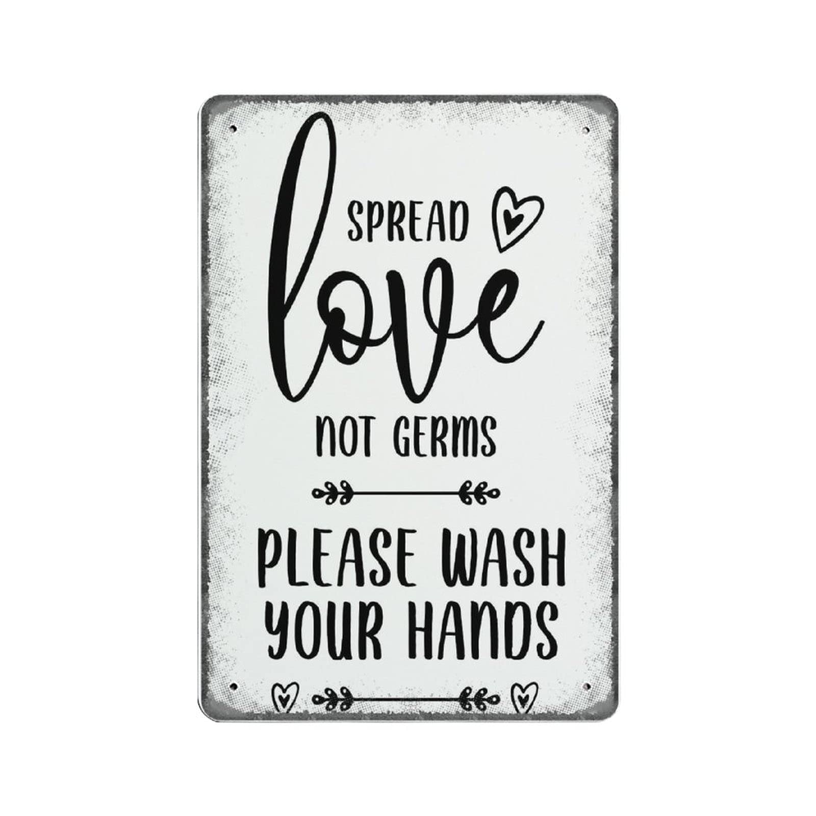 rayprint Spread LoveGerms, Please Wash Your Hands Printable Sign in Black And White Vintage Poster Metal Tin Signs Wall Decor Bar Club Novelty Funny Kitchen gifts for mom Dad, 20X30cm