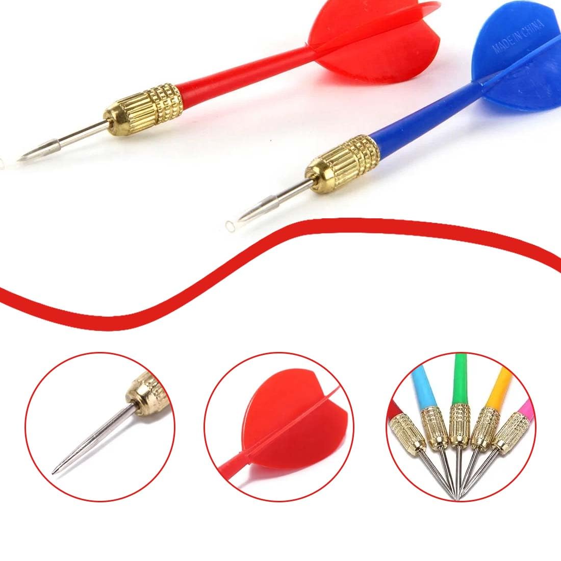 Set 18 Freccette Professionali Con Punte In Plastica E Acciaio - 6 Colorati Per Principianti E Bambini