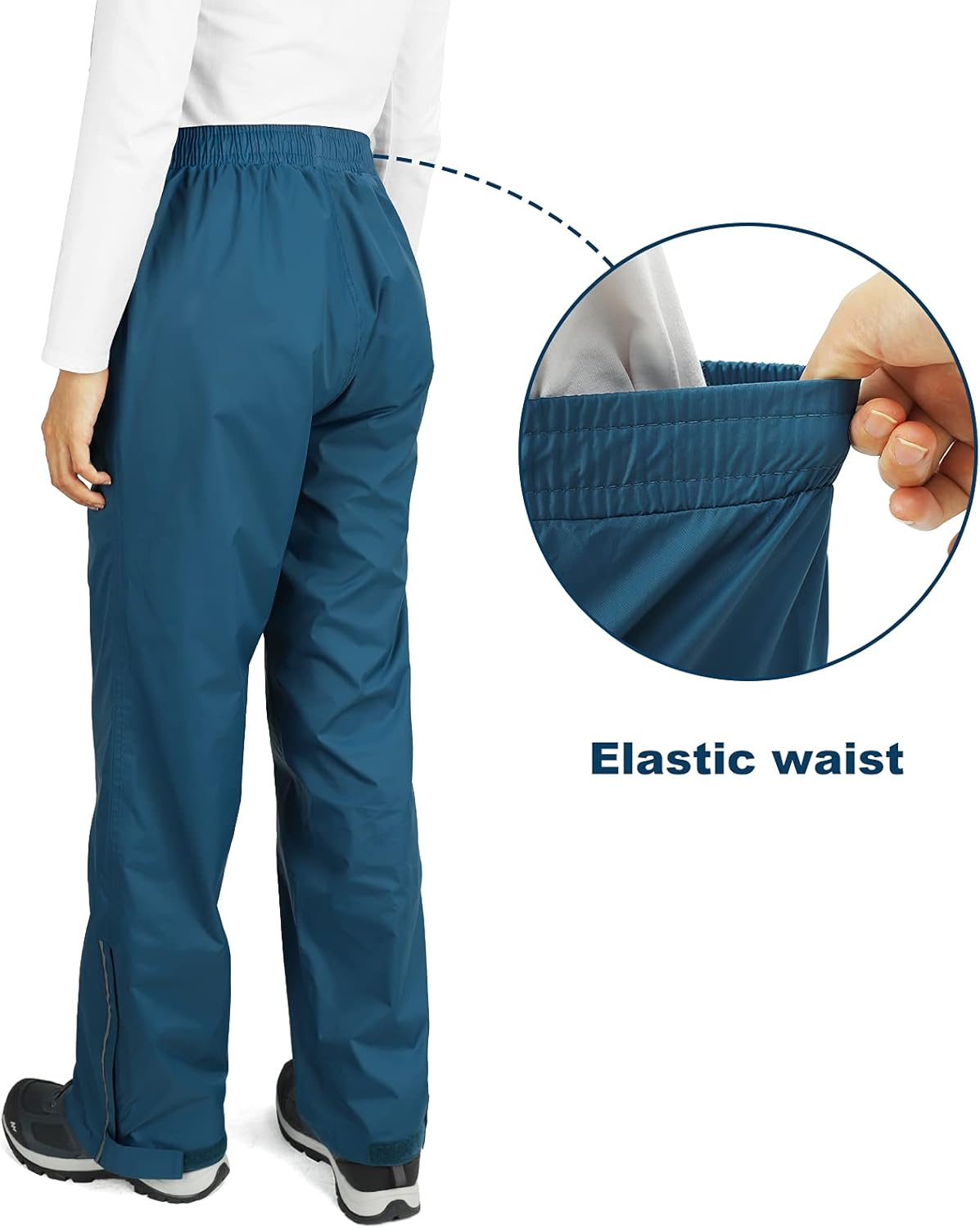 Outdoor Ventures Women's Rain Pants Packable Waterproof Hiking Pants Windproof Breathable Outdoor Rain Over Pants - Image 2