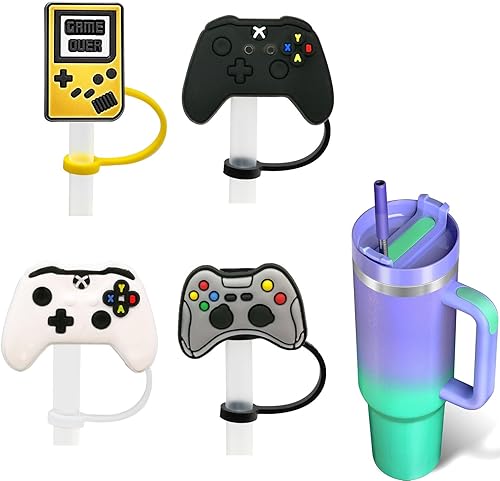 Tapa grande de 0.394 in para popote de videojuegos Stanley Cup de 40 oz 30 oz de silicona de dibujos animados de paja tapas de paja tapas
