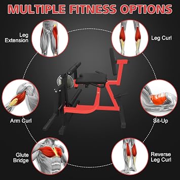 Adjustable 3-in-1 Leg Extension/Curl/Hip Thrust Machine for Home Gym, Heavy Duty Leg Press Equipment with Linear Bearings & Weight Plates Adapter (1/2)
