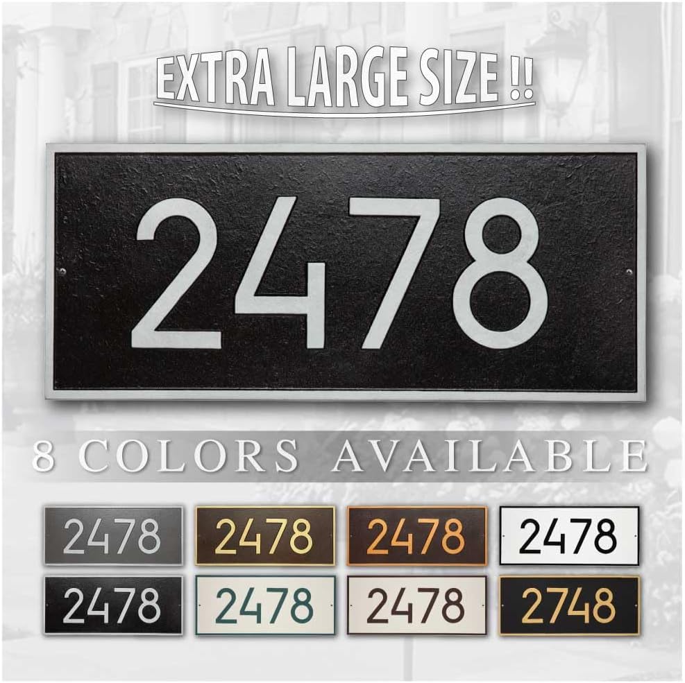 Whitehall™ Personalized Cast Metal Address plaque - The Extra Large, Modern Hartford Plaque. Made in the USA. Display your address and street name. Custom house number sign.