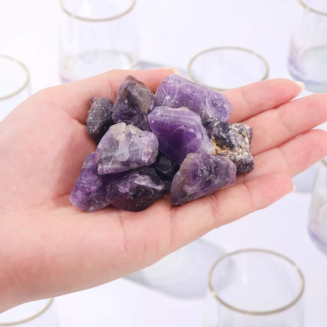Swpeet 1 lb 0.8-1.5" Raw Amethyst Stone Crystal Gemstone Chips Crushed Pieces Irregular Shaped Stones for Cabbing, Tumbling, Cutting, Lapidary, Polishing, Reiki Crystal Healing : Patio, Lawn & Garden
