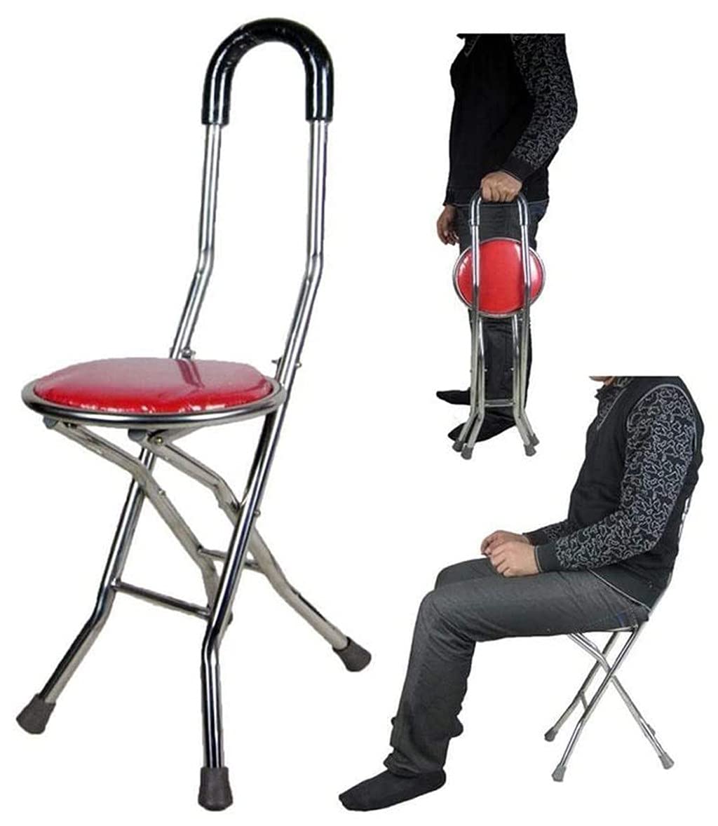 Taburete de acero inoxidable para ancianos, taburete plegable de bastón cuádruple, ligero, portátil, para pesca, de aluminio, ayuda de viaje
