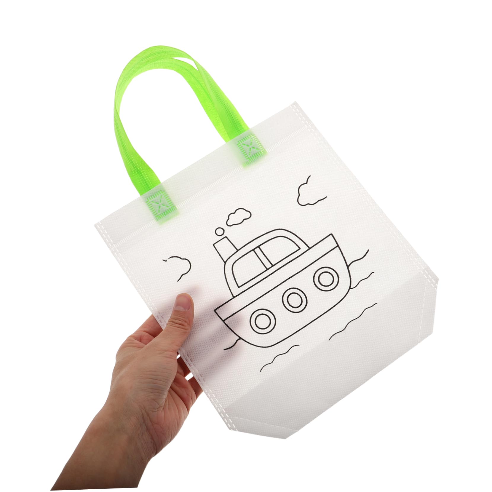 Lot De 16 Sacs En Tissu à Peindre – 12 Crayons De Couleur Et 12 Stylo Aquarelle – Activité Créative Enfant 22,5 Cm
