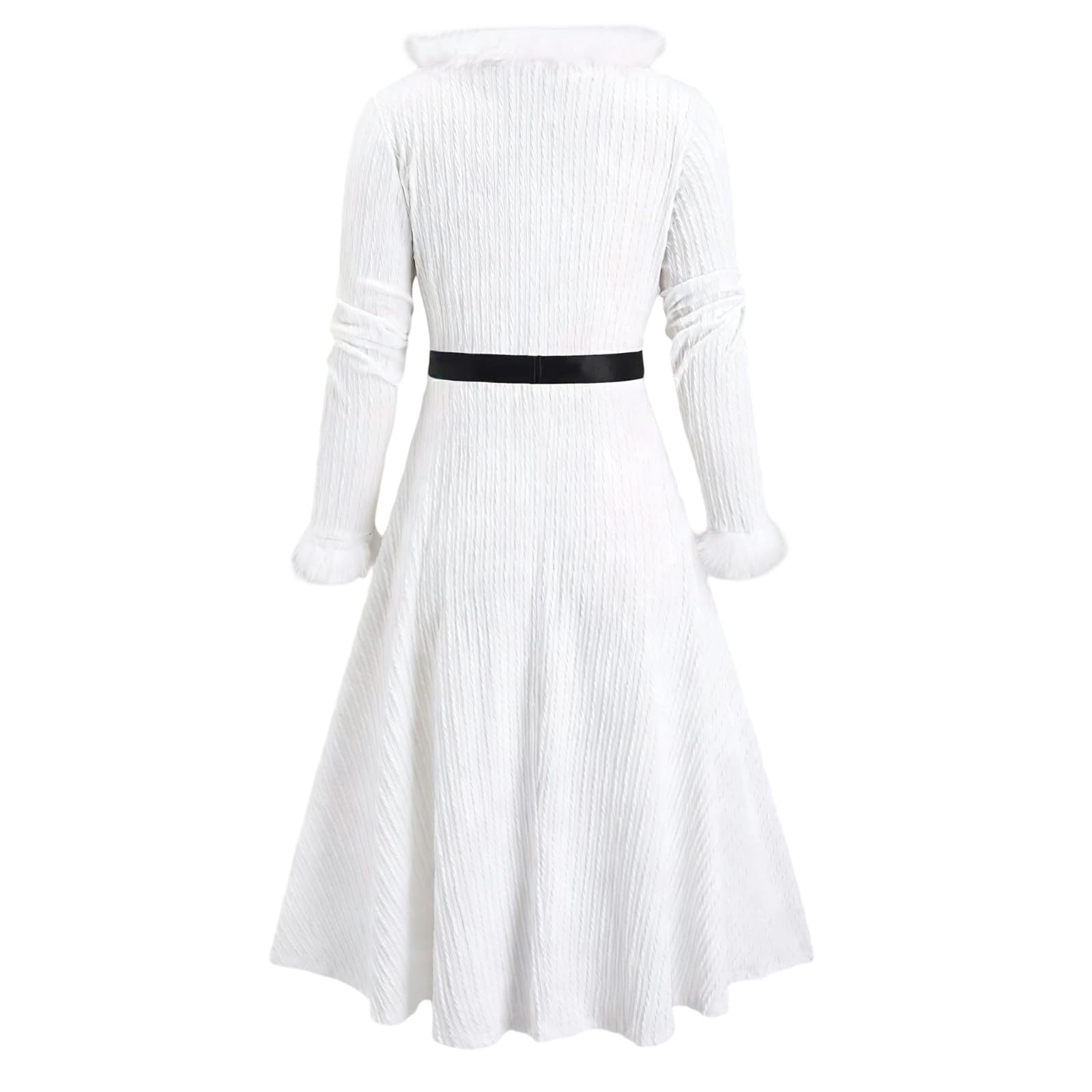 Generisch Vestito natalizio da donna elegante costume di Natale divertente scollo a V abito da festa sexy a maniche lunghe con cintura abiti di Natale vestito da donna