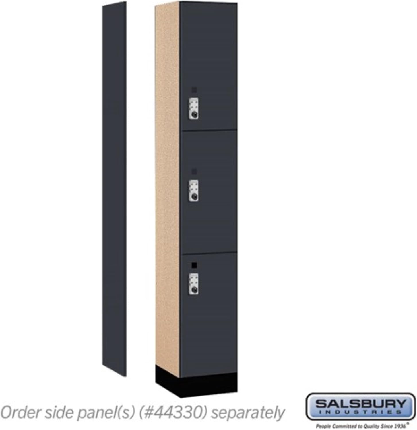 Salsbury 12" Wide Premier Wood Locker-Triple Tier-1 Wide-6 Feet High-15 Deep-Carbon Mesh-Silver Resettable Combination Locks