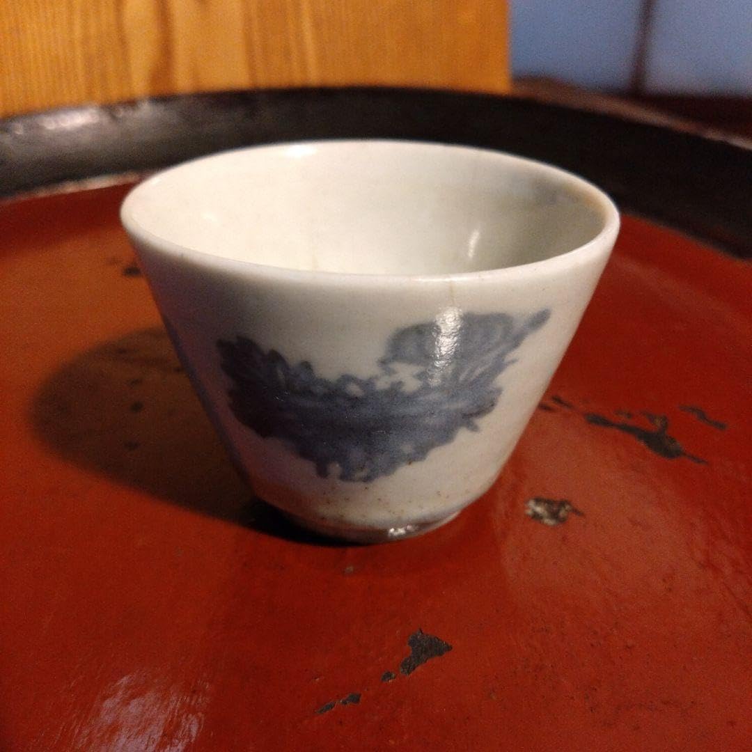 古伊万里蒟蒻印判菊花文蕎麦猪口 古伊万里蒟蒻印判菊花文蕎麦猪口