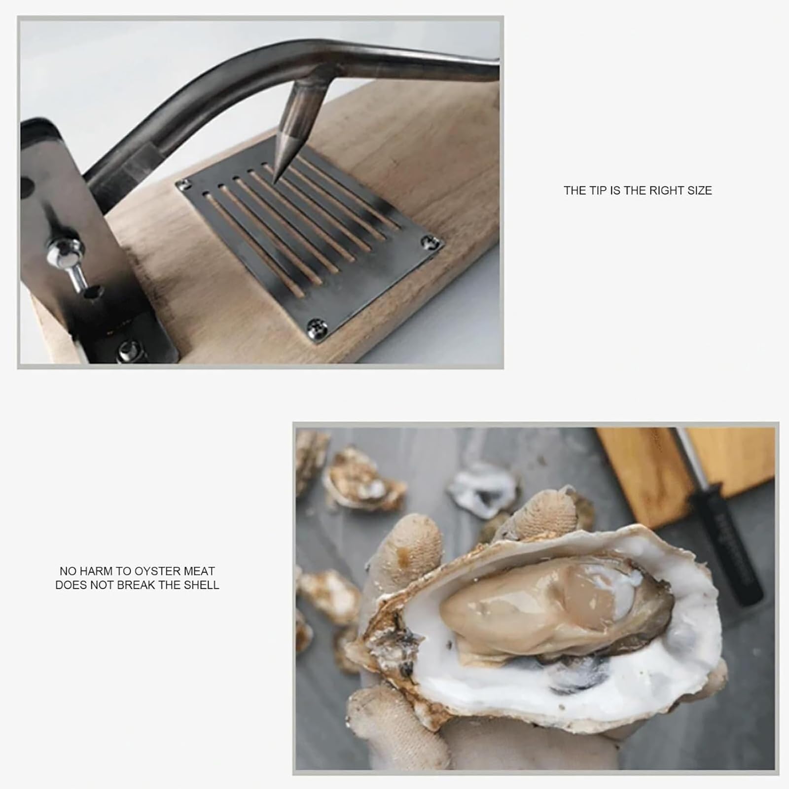 Cuchillo para ostras de acero inoxidable, altura ajustable con guante protector, diseño de palanca curvada para desprender sin esfuerzo, ideal para uso profesional en hoteles y restaurantes