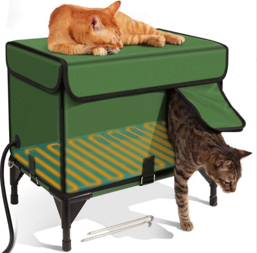 暖房と保温 折りたたみ式 加熱式屋外猫ハウス 野良屋外猫シェルター 電気加熱ペットハウス キャットハウス ペットハウス 防水&amp