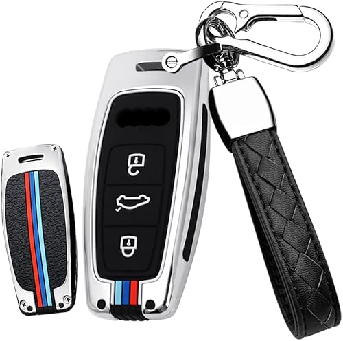 Miniatura 8 de HIBEYO Funda de llavero para Audi A6 A8 Q7 S6 A7 S7 E-Tron RS6 RS7 Q8 SQ8 SQ7 Funda inteligente para Audi A6 Accesorios 3 botones aleación+TPU doble
