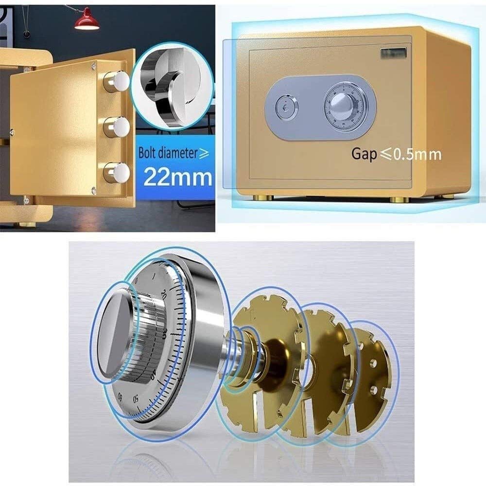 Caja Fuerte, Cajas Fuertes Ignífugas E Impermeables para El Hogar Y Cajas De Seguridad, Armario Mecánico con Contraseña, Pequeña, Ignífuga E Impermeable, Antirrobo, Llave,