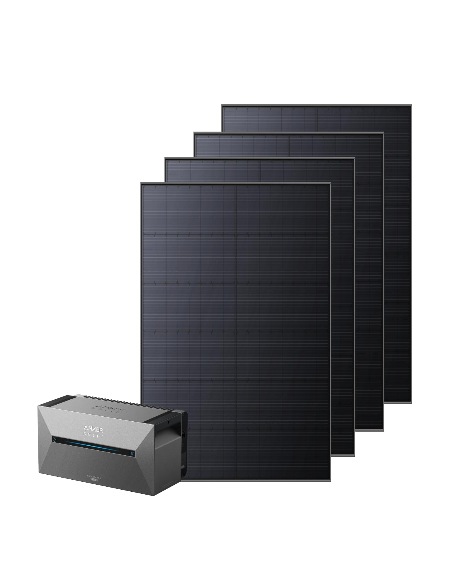Anker SOLIX Balkonkraftwerk mit Speicher (1780W | 1600Wh), Solarbank 2 E1600 Pro (1600Wh), 4× RS40T Bifaziales Solarpanel (445W), Typ-N Bifaziales Solarpanel, 4 MPPT, 9,6kWh Kapazität, Plug