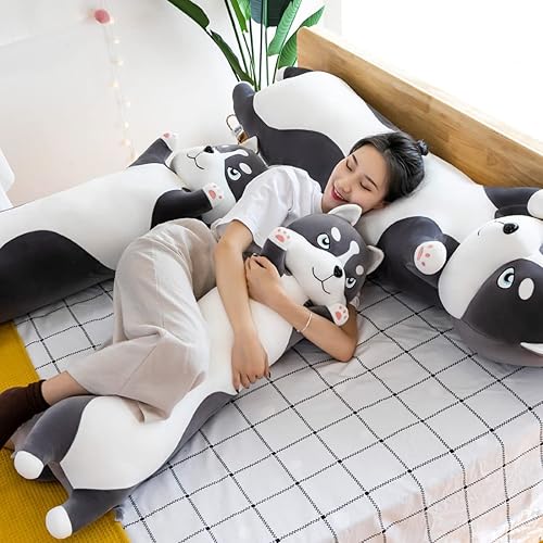 Miniatura 6 de Almohada larga de felpa Husky para niños, almohada de peluche para niños, perro husky, regalo para niñas, niños y novia (27.5 pulgadas)