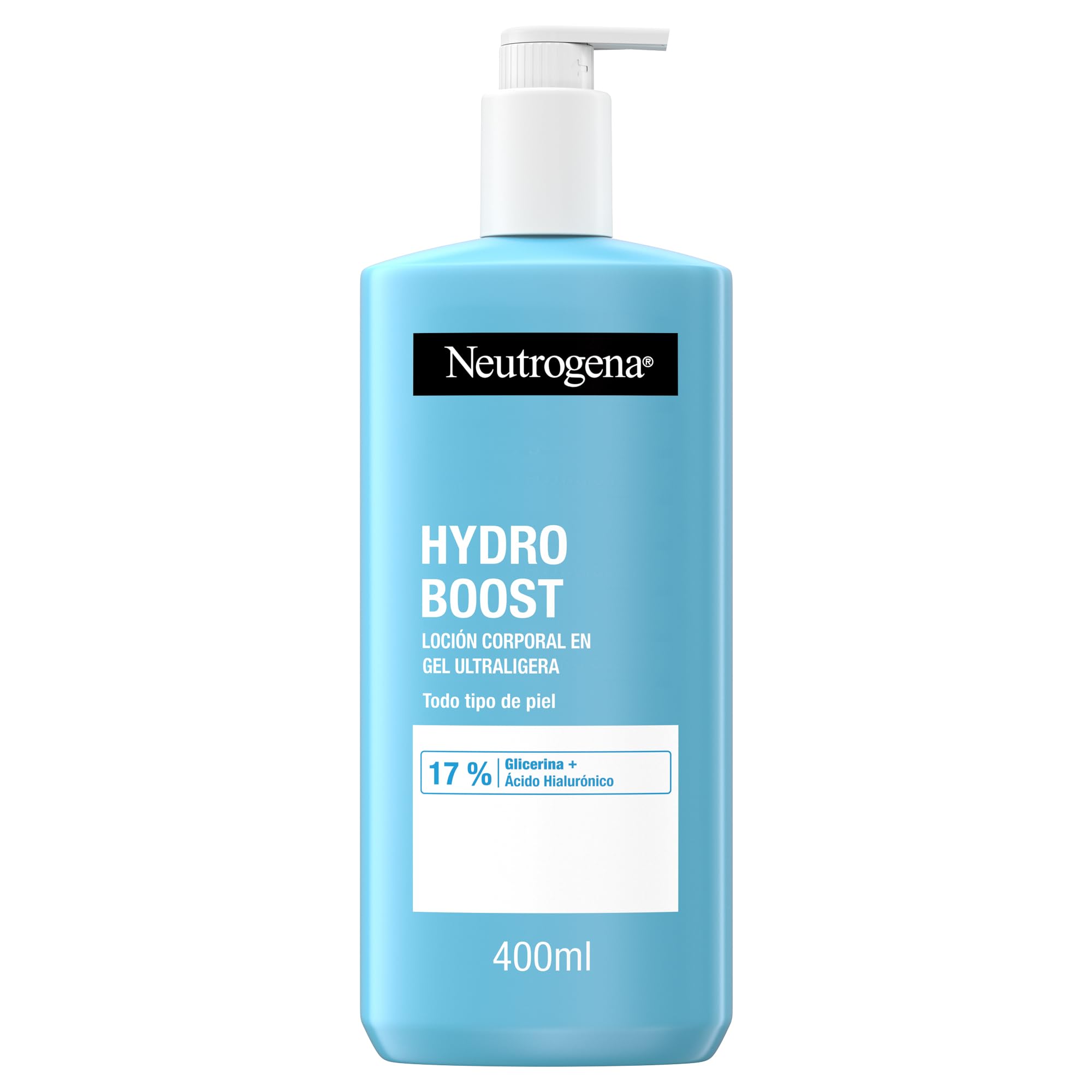 Neutrogena Hydro Boost Loción en Gel Ultraligera (400 ml), crema hidratante corporal refrescante con Glicerina y Ácido Hialurónico para todo tipo de piel