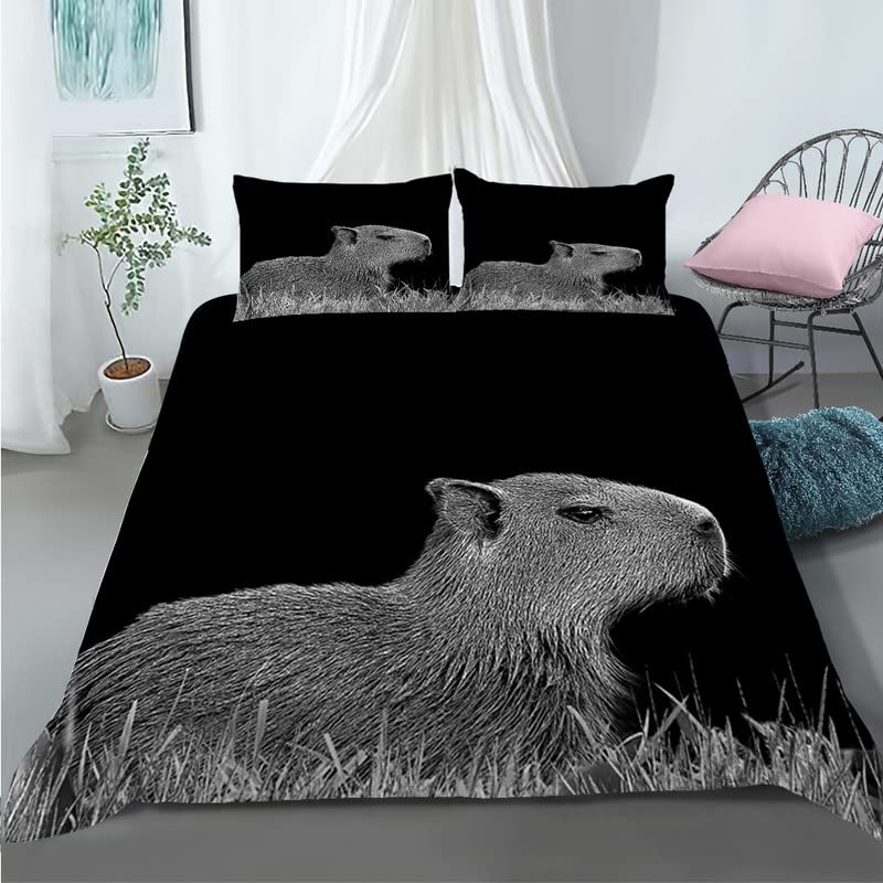 Housse de couette capybara 90x190 enfant fille garçon parure de lit microfibre 110g