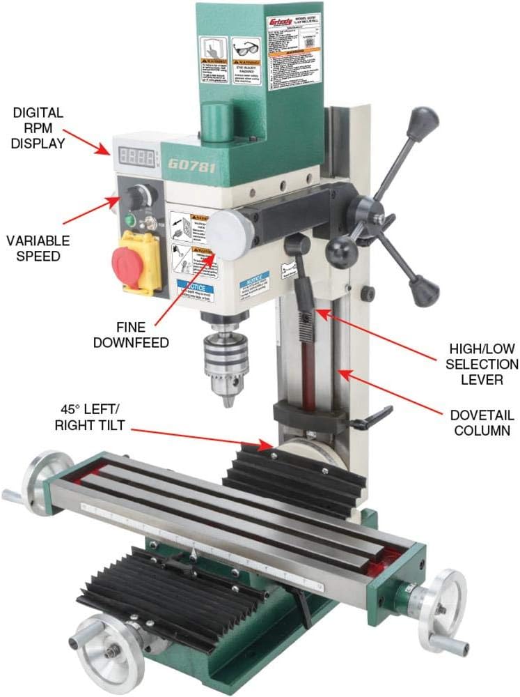Grizzly Industrial G0781-4" x 18" 3/4 HP Mill/Drill