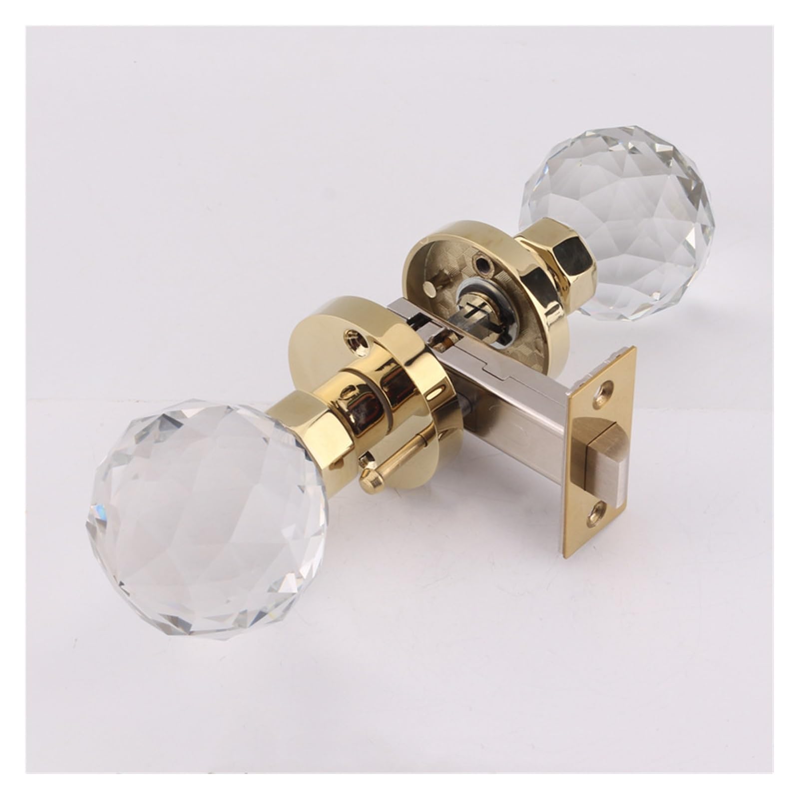 NYRXRYTCA Crystal Glass Ball Lock Golden Light Luxury American Door Lock Wooden Door Bathroom Bathroom Lock Indoor Silent Room Door Lock(115Golden Bathroom Lock)