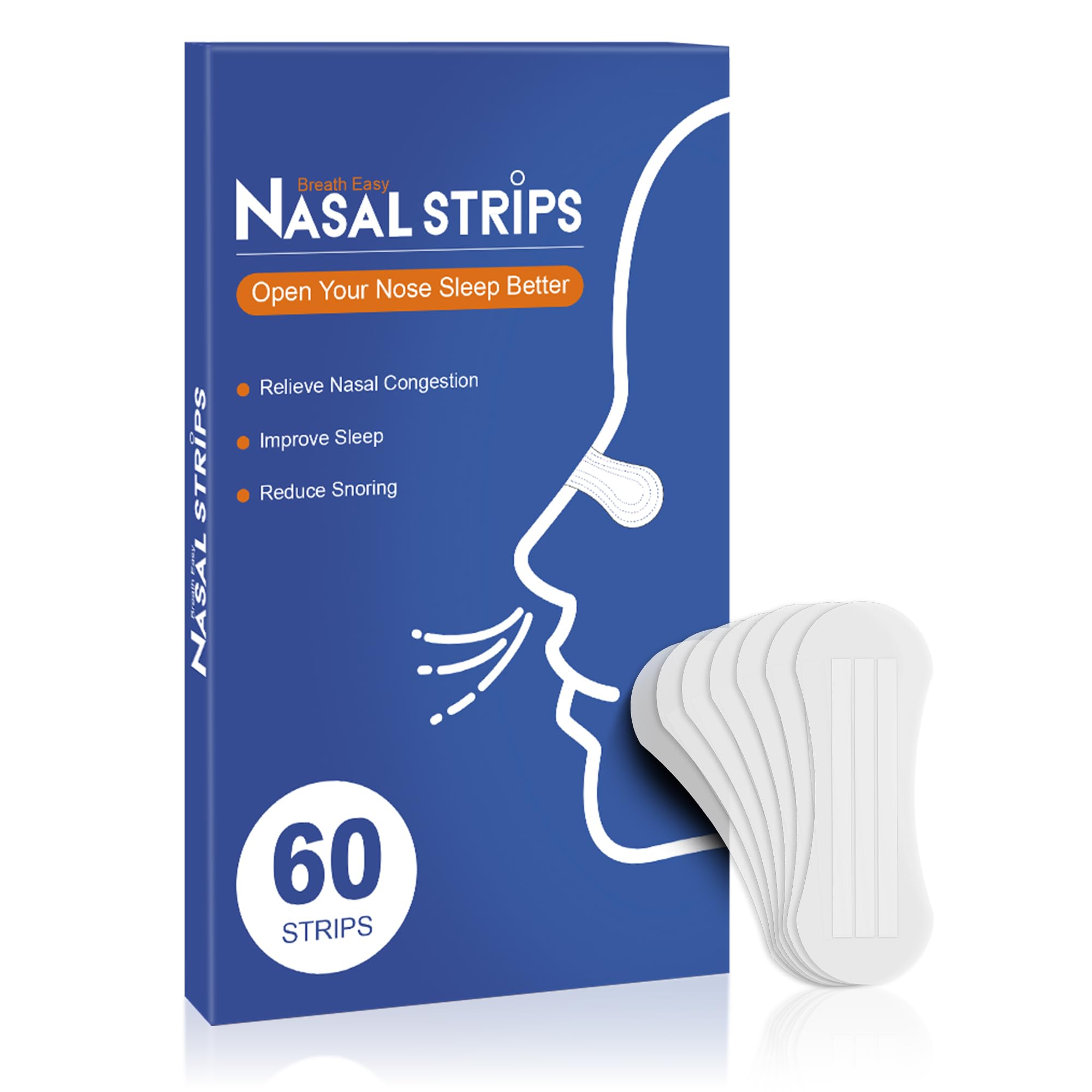 60Pcs Nasal Strips for Snoring Nose Strips for Breathing Snore Strips for Men Women Helps Reduce Snoring Improves