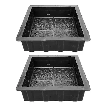 Reyal Black 8x8 Four Square Paver Block Mould 60mm (Pack of 2) Material PVC Rubber Mold Paving Block Mold Pathmaker Road Garden Block DIY Cement Mold