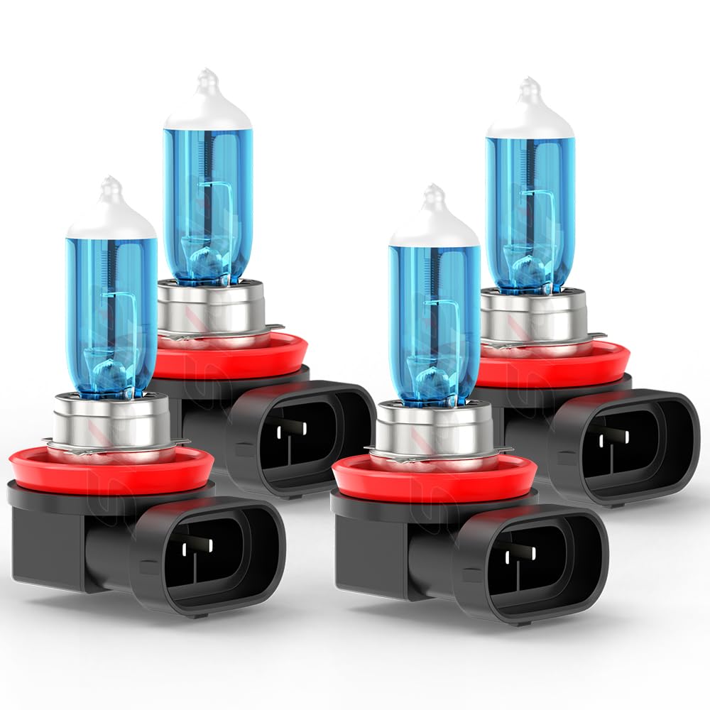 Upgraded Halogen Headlight Bulbs Compatible for Chevy Malibu 2004 2005 2006 2007 2009 2009 2010 2011 2012, High and Low Beam Headlamp White Lights, 300% Brightness, Plug n Play, 4-Pack