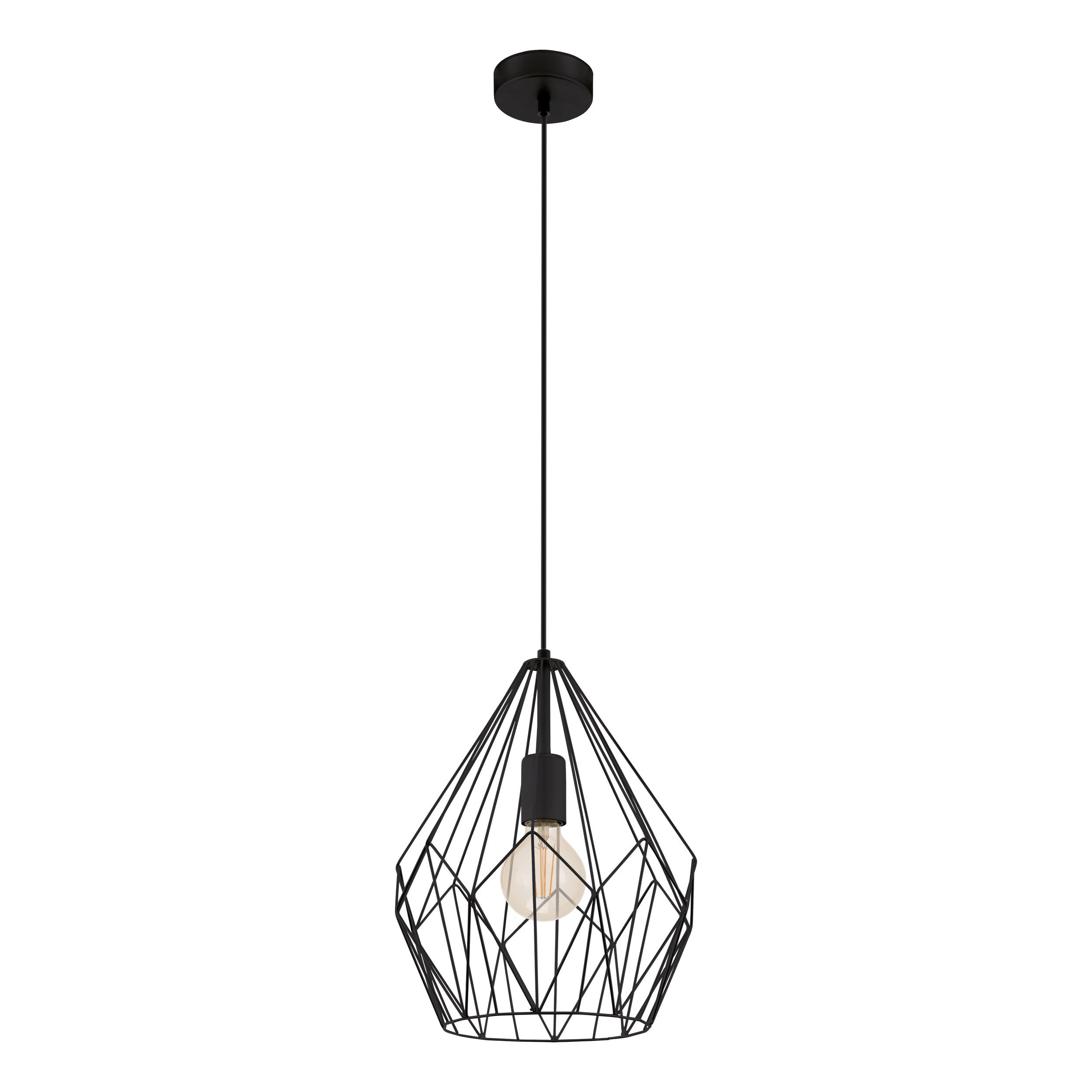 Eglo Geometric Black Pendant Light - E27 Fitting - Black Steel - 31cm Diameter