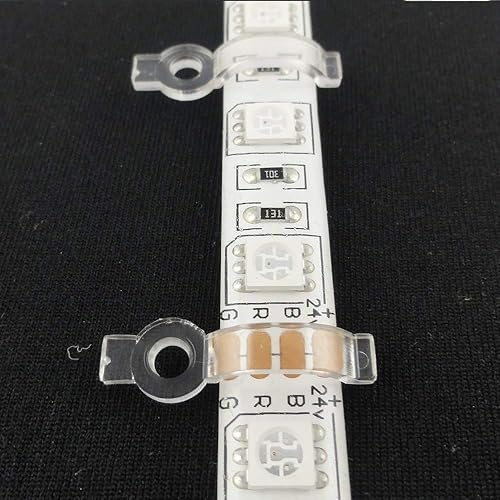 Miniatura 5 de Paquete de 100 soportes de montaje de tira LED, pinzas fijas de silicón con 200 tornillos incluidos (ideal para tiras de 0.472in de ancho IP6768