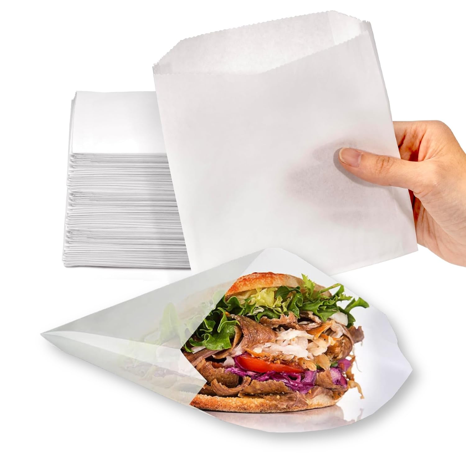 Clearly White 1000 Greaseproof Paper Bags 6X5inch, Eco-Friendly Pick N Mix Bags, Ideal For Fried Snacks, Cookies, Toasters, Pastries, For Groceries, Takeaway, Cafe Or Bakery Bags