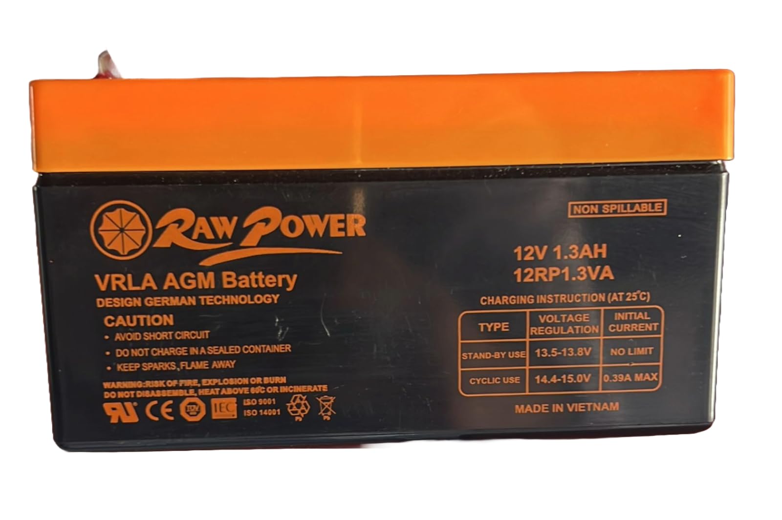 RAW POWER 12V 1.3AH AGM/VRLA LEAD ACID BATTERY