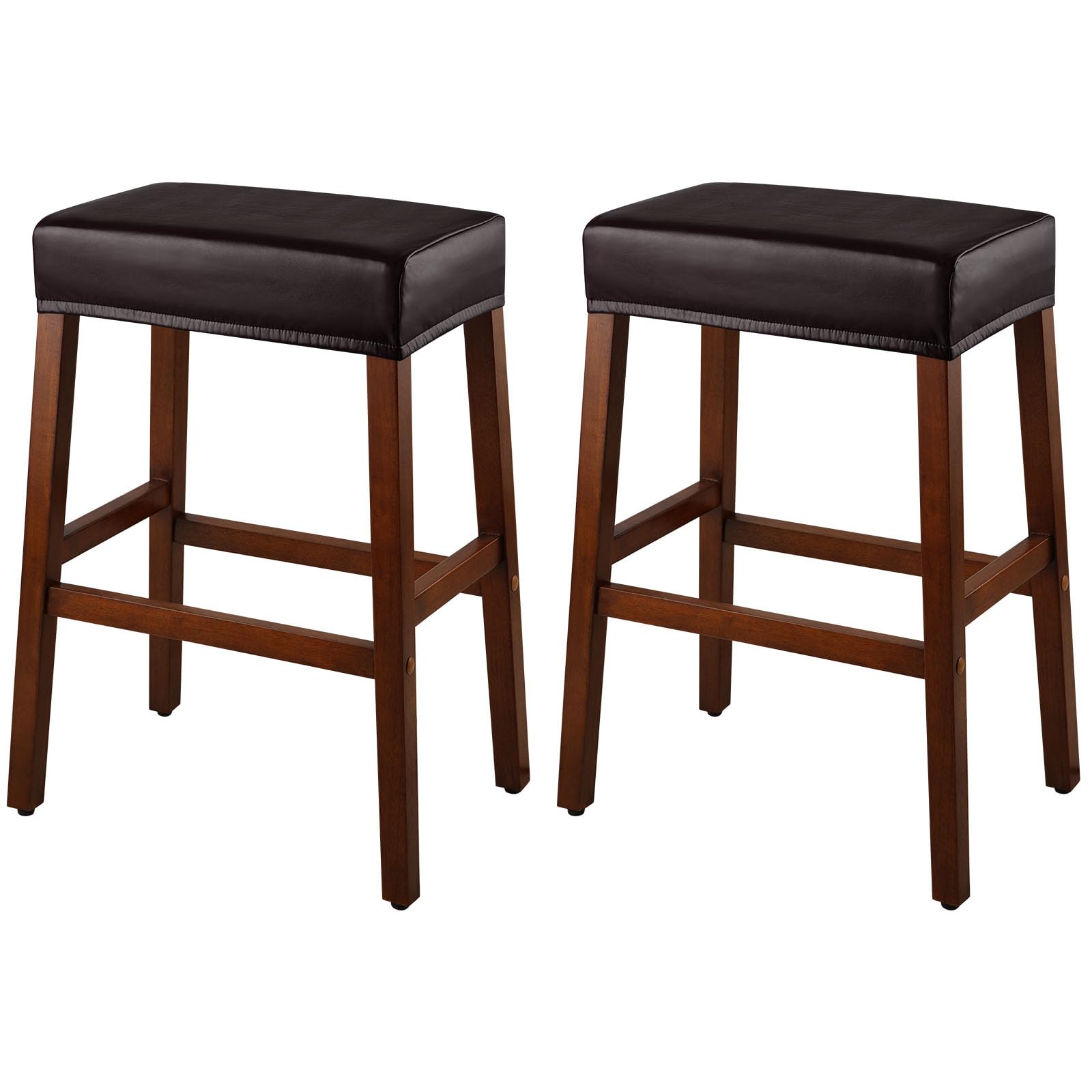 YISUN Stool Covers Rectangle - 2 Pack Stretch Oilproof Waterproof PU High Chair Cover Vanity Stool Cover Pub Counter Bar Stool Covers Saddle Seat Cover with Elastic Bands