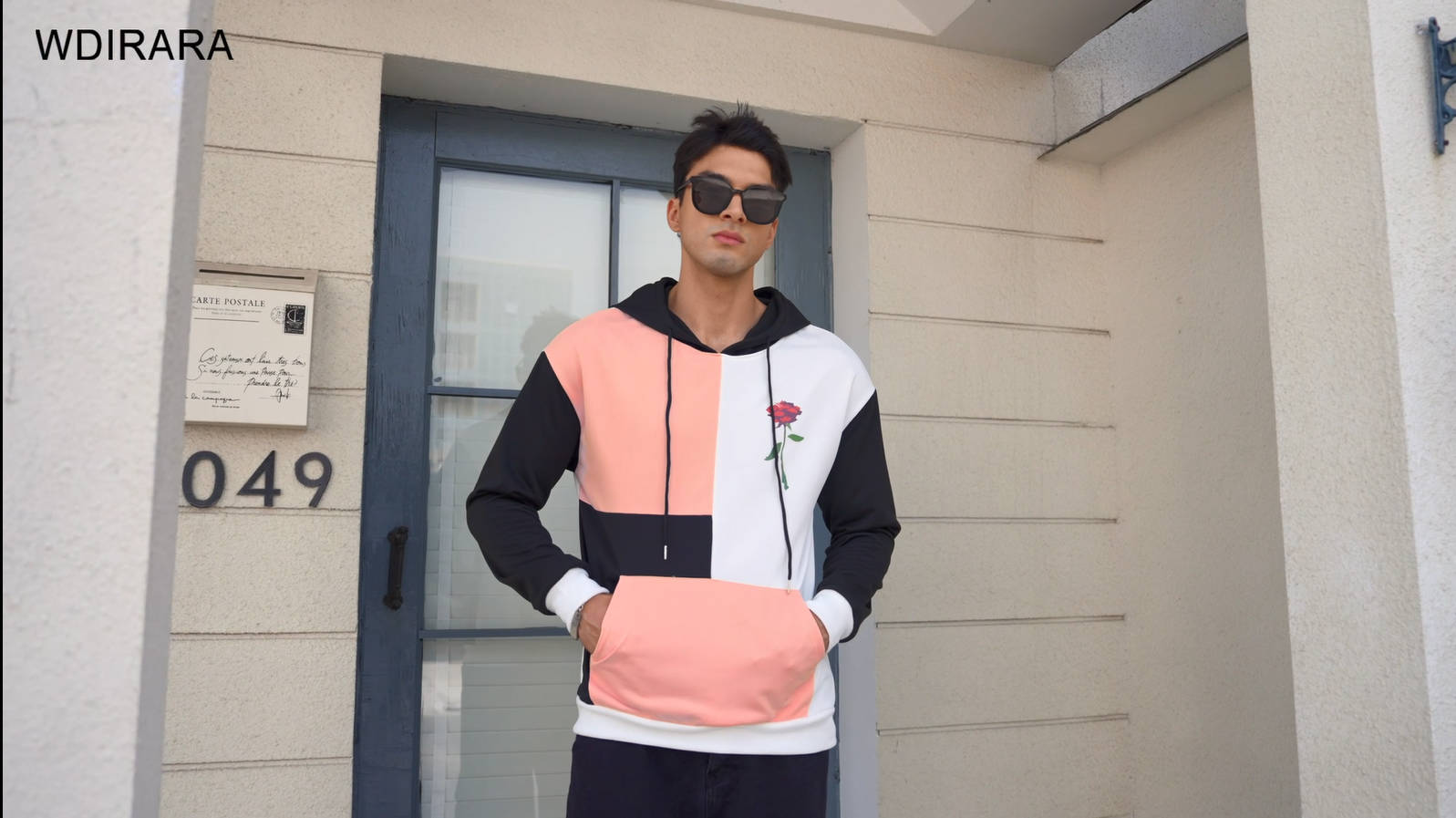 トップス Ameri VINTAGE/FUR COLOR BLOCK SWEAT WDIRARA Men's Color Block Graphic Hoodies Long Sleeve Hooded