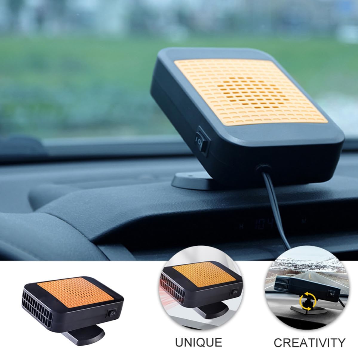 Vehicle Defroster Car Windshield Heater Portable 360 Degree Rotating Abs Plastic Car Heater for Truck Low Consumption for Winter and Long Time Driving