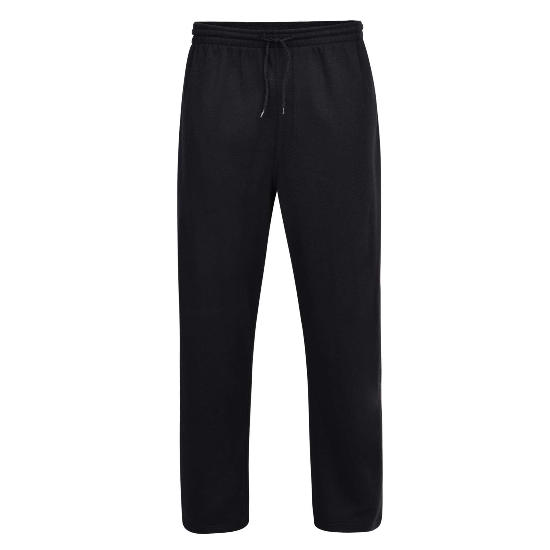 Espionage Men's Black Big Size Open Hem Fleece Joggers (001) In In 2XL