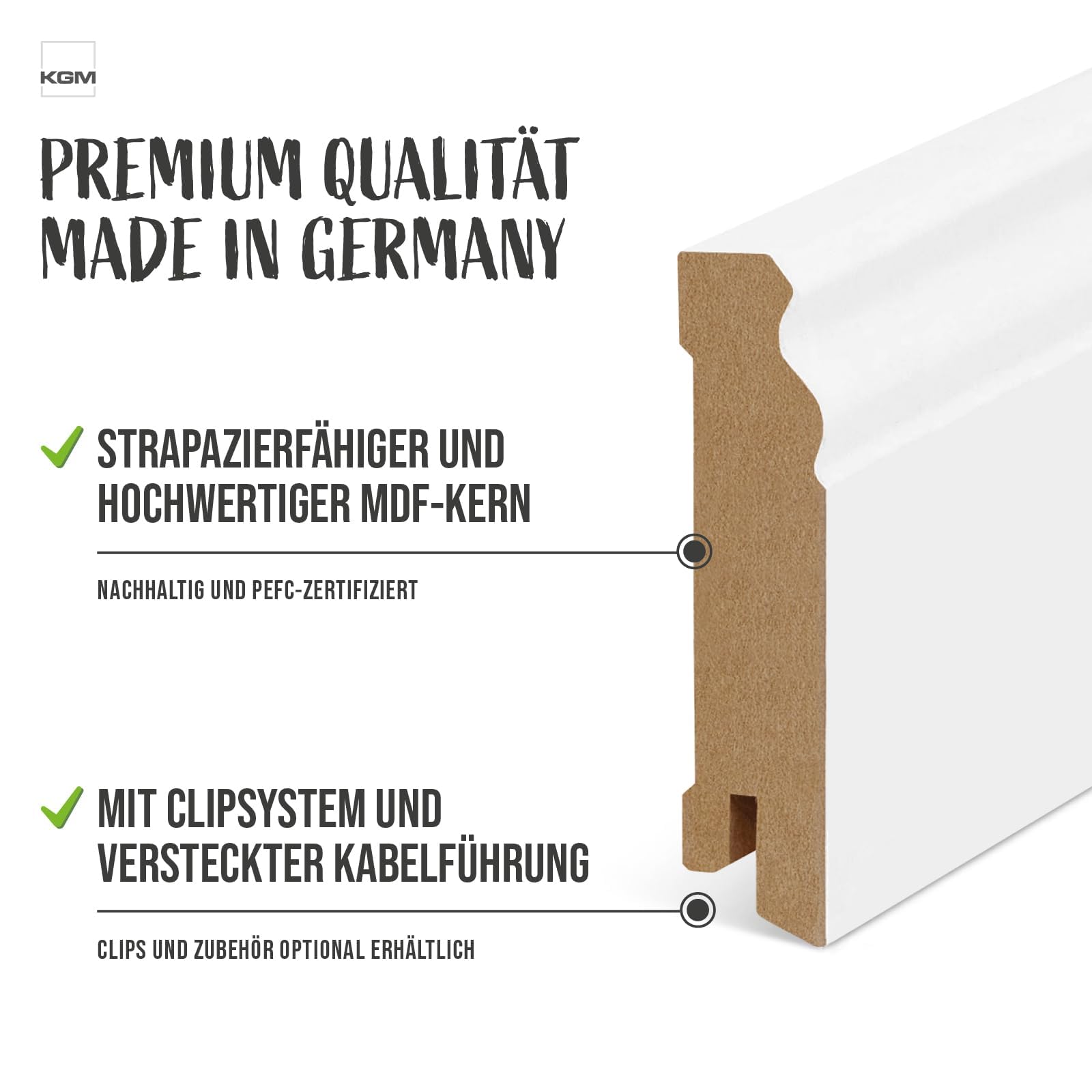 KGM Listwa Berliner MDF foliowany - Biały - 2400 x 19 x 70 mm - 10 szt.