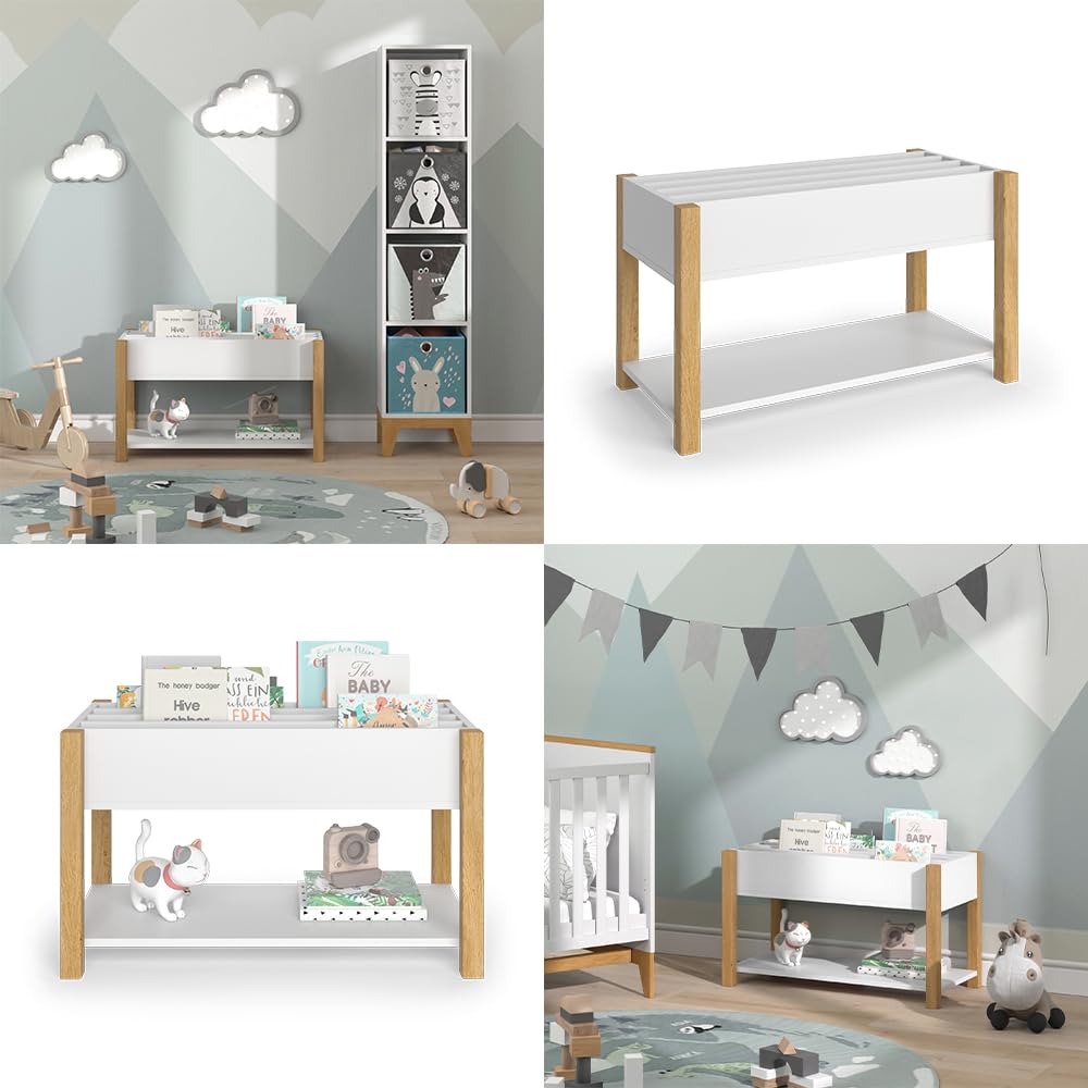 VitaliSpa Étagère pour Enfants Malia, Blanc, 80x46cm, autoportant pour Le Rangement des Jouets et des Livres