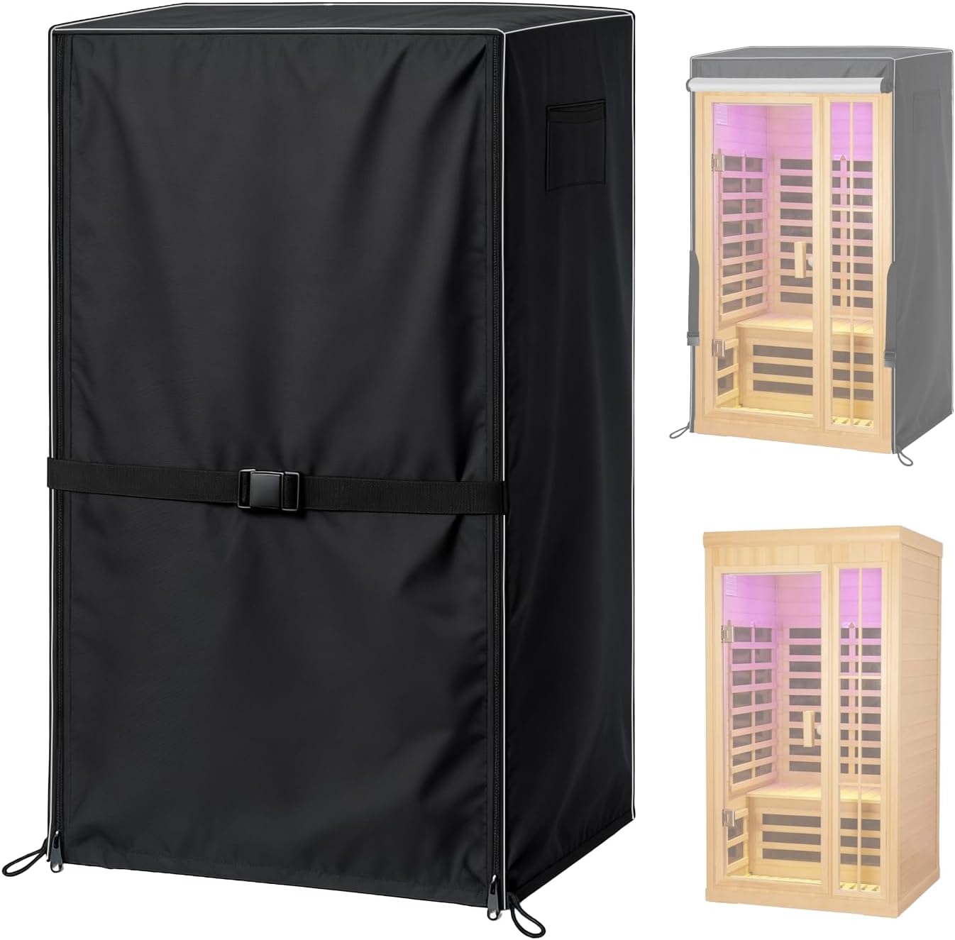 Wood Sauna Cover Outdoor Waterproof for Winter 40"L X 38"W X 73"H Protective Cover for 2-Person Outdoor Home Spa Sauna 600D Heavy-Duty Oxford Cloth